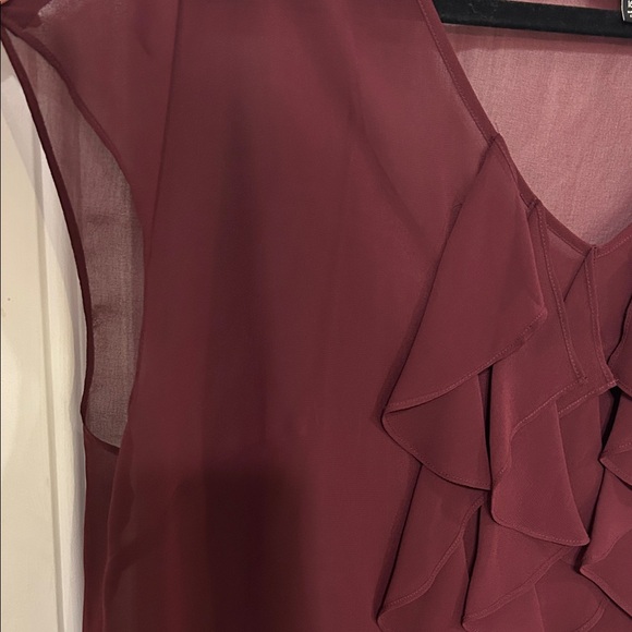 Talbots Deep Burgundy Ruffle Blouse - Picture 6 of 6
